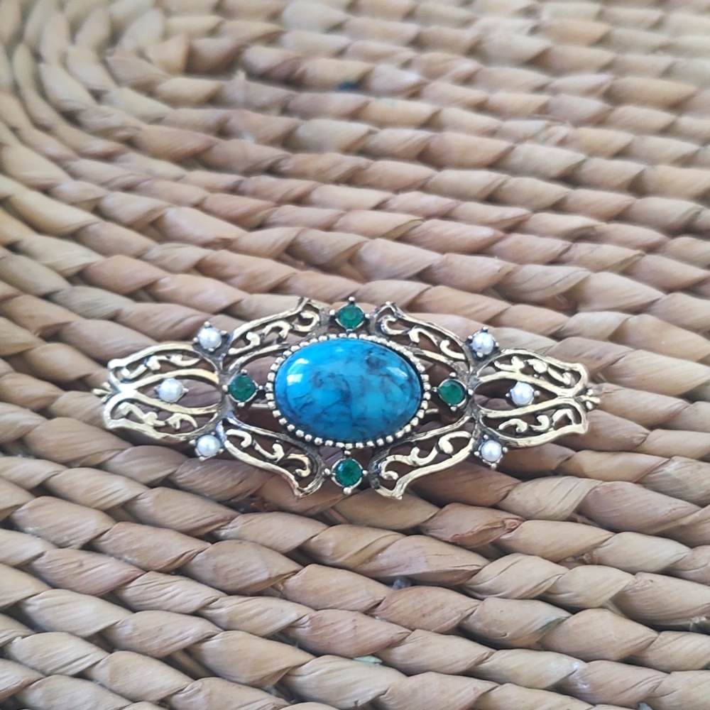 Sarah Coventry Vintage Pin Turquoise